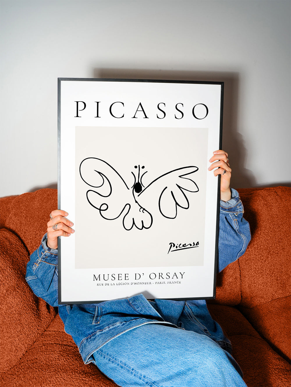 Plakat motyl rysunek liniowy w stylu Picassa