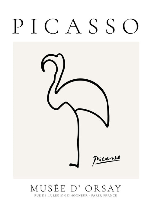 Plakat flamingo szkic liniowy