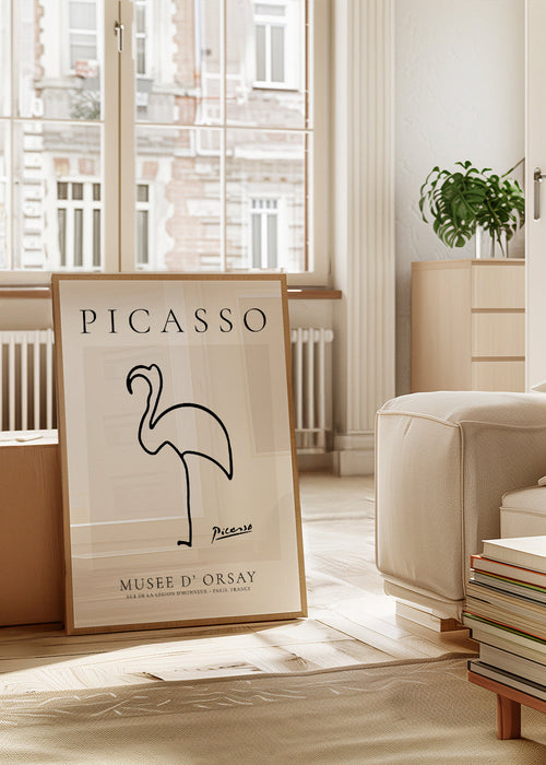 Plakat flamingo szkic liniowy