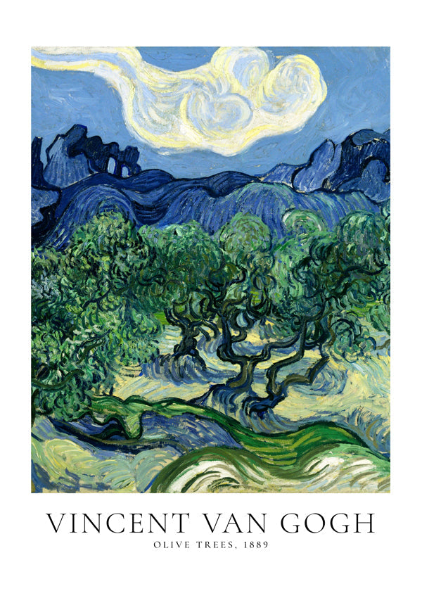Plakat botaniczny Drzewa oliwne Van Gogha