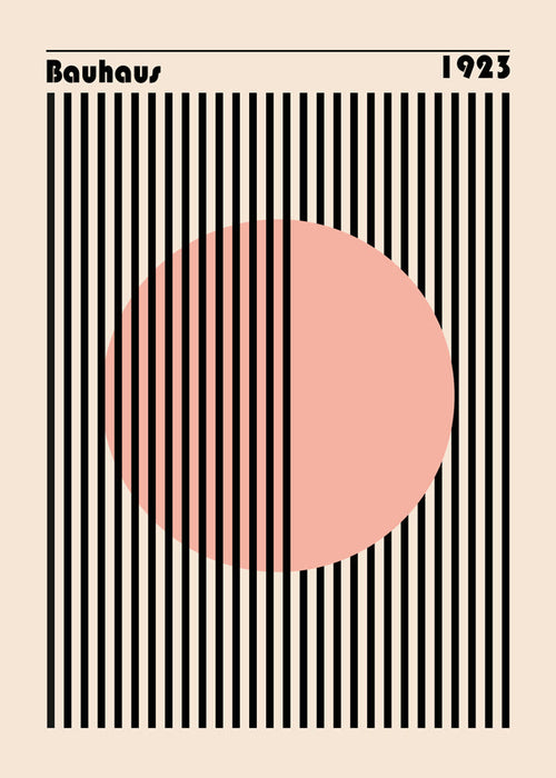 Plakat geometryczny różowe koło Bauhaus