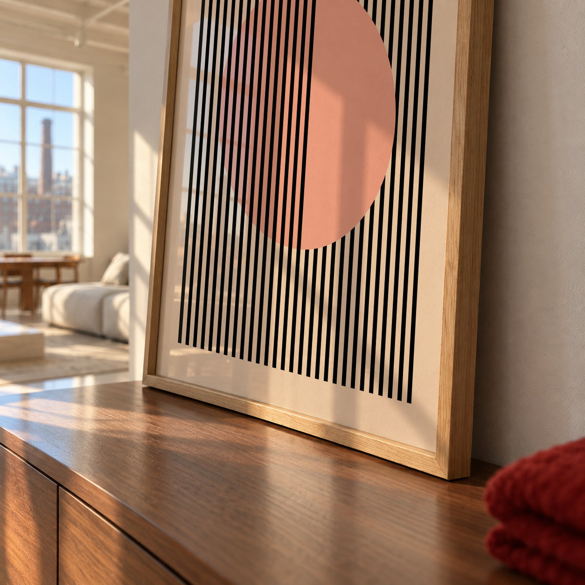 Bauhaus Pink Circle - Framed poster detail