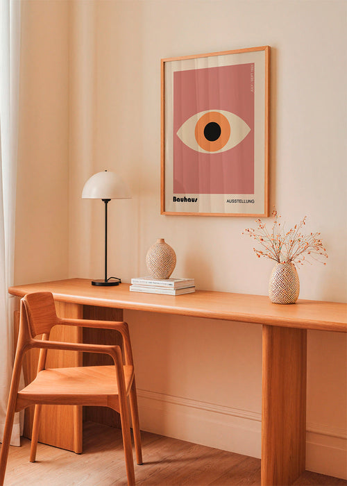 Plakat geometryczny Oko Bauhaus różowy