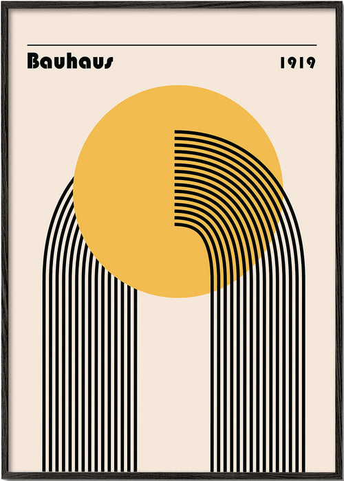 Plakat geometryczny Bauhaus z żółtym kołem