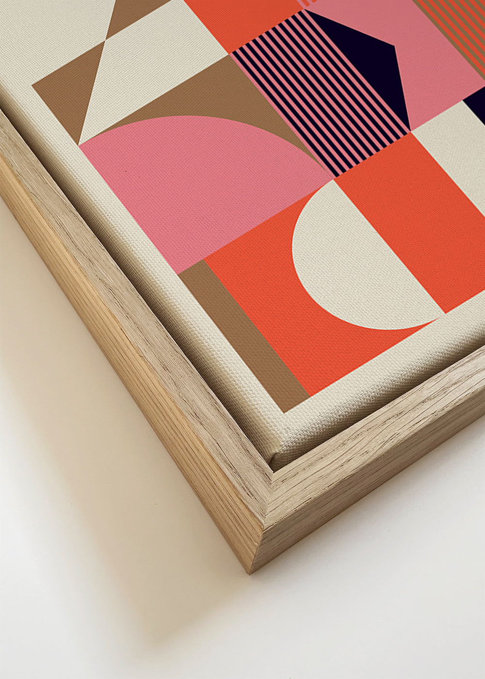 Plakat geometryczny Bauhaus w koralu i różu