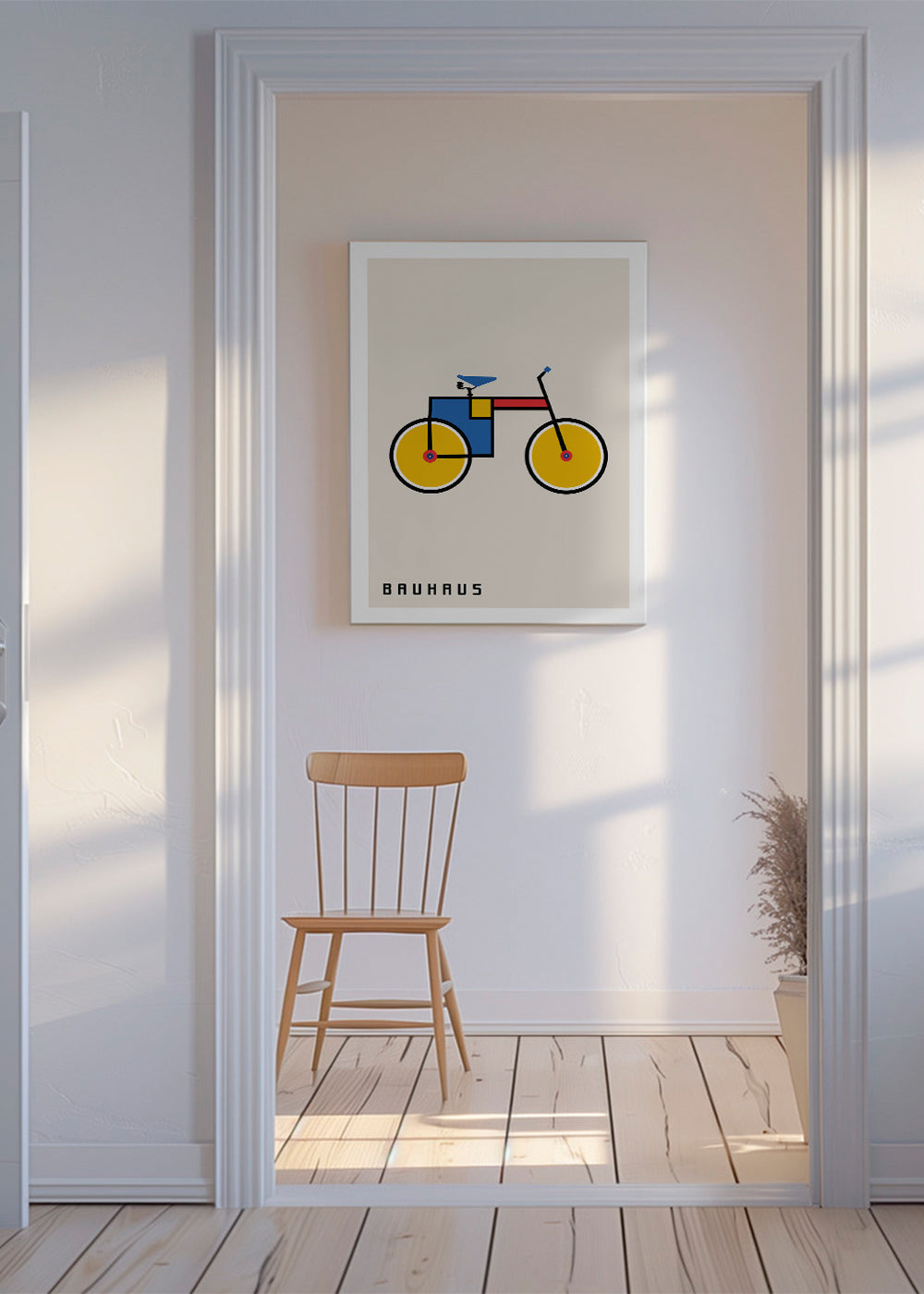 Plakat geometryczny rower Bauhaus
