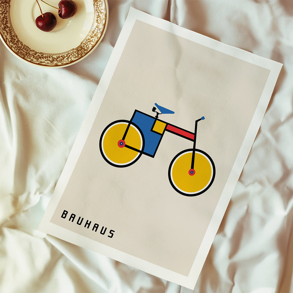 Plakat geometryczny rower Bauhaus