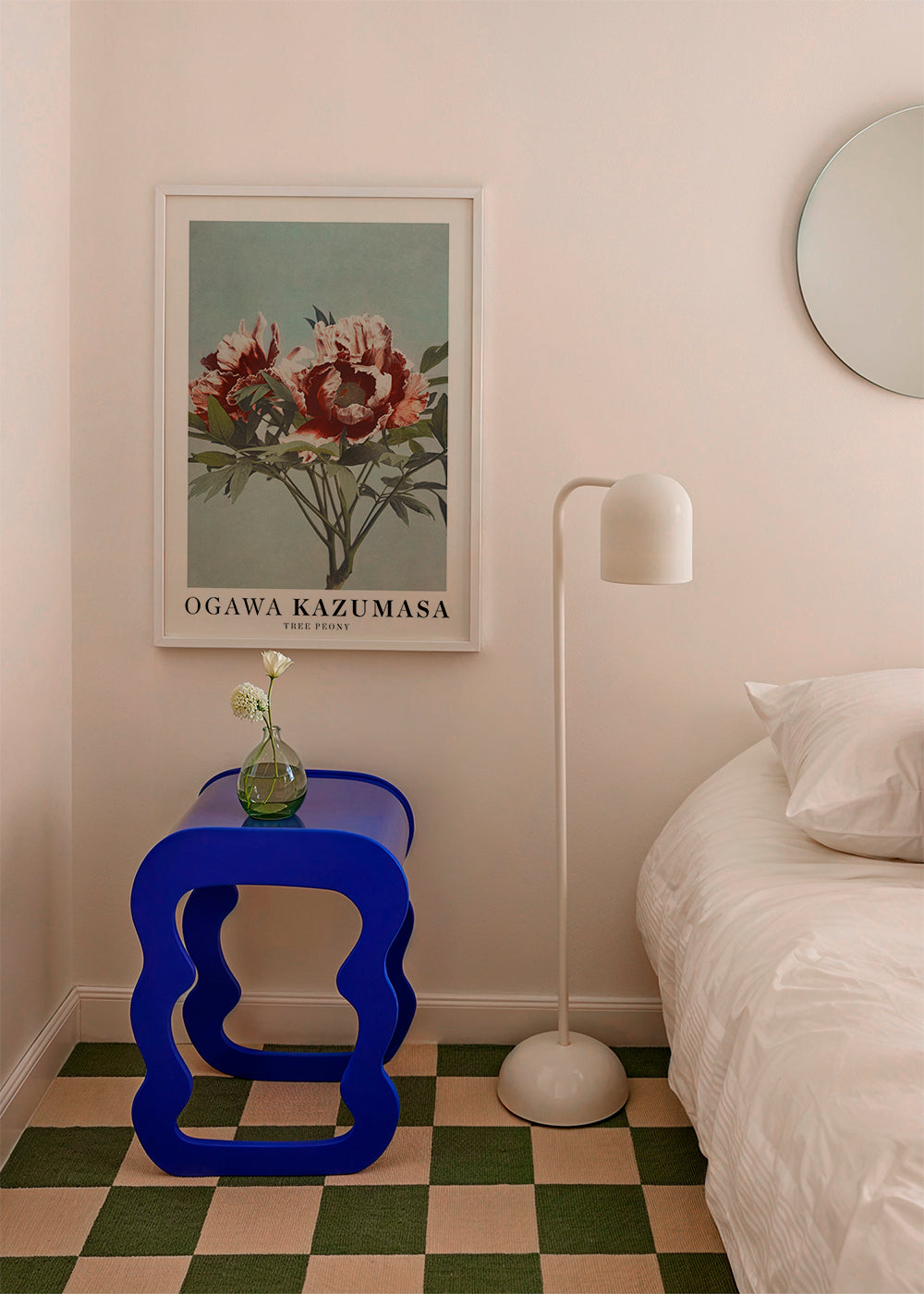 Plakat botaniczny Czerwona piwonia na aqua