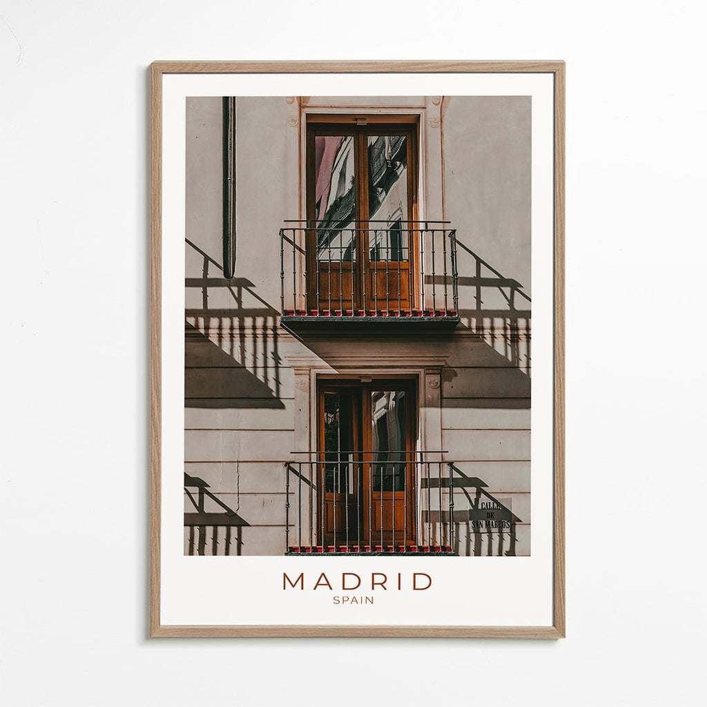 Plakat Miasto Madryt z balkonami
