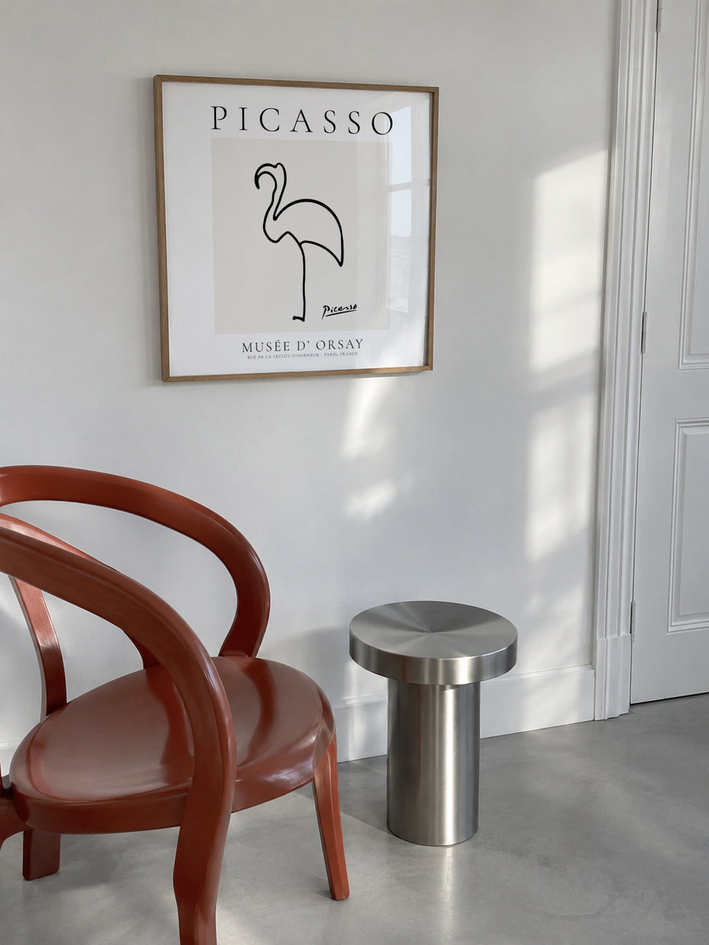 Pablo Picasso Animals Drawing Flamingo II - Framed poster in an interior