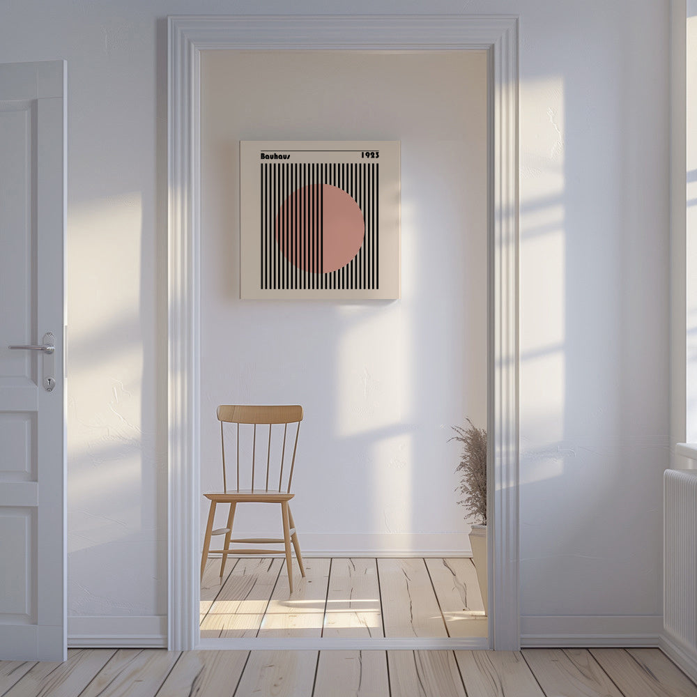Bauhaus Pink Circle II - Unframed canvas in an interior