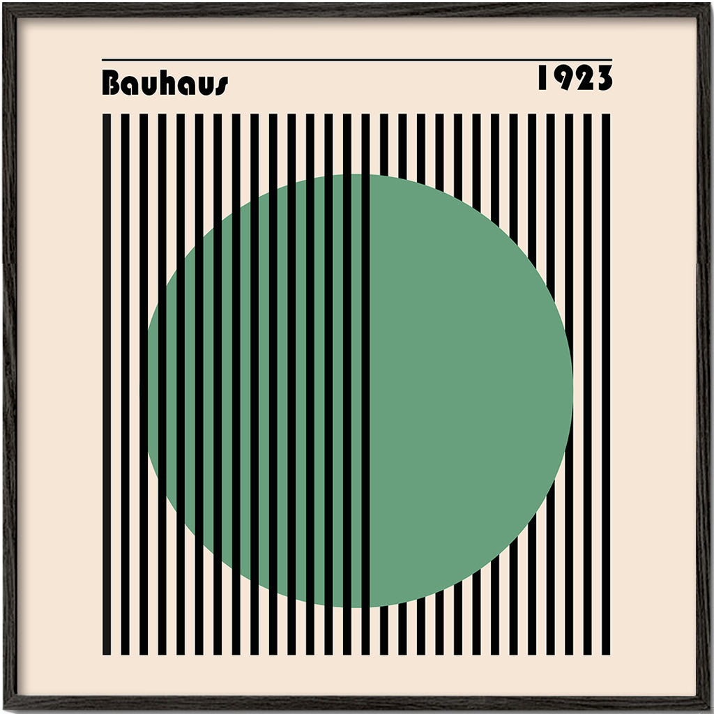 Plakat geometryczny Bauhaus z zielonym kołem
