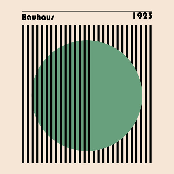 Plakat geometryczny Bauhaus z zielonym kołem