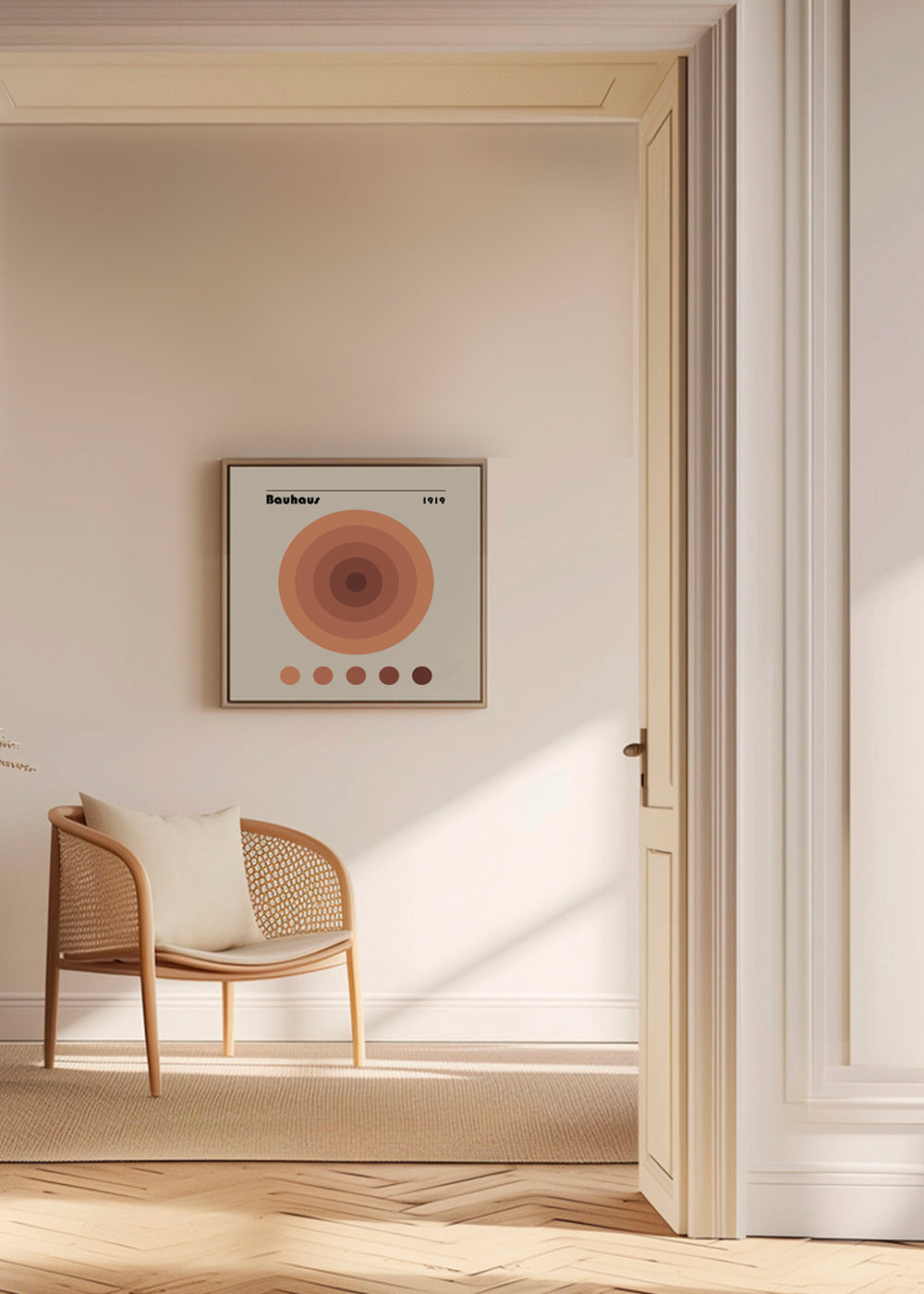 Plakat geometryczny Bauhaus koncentryczne okręgi