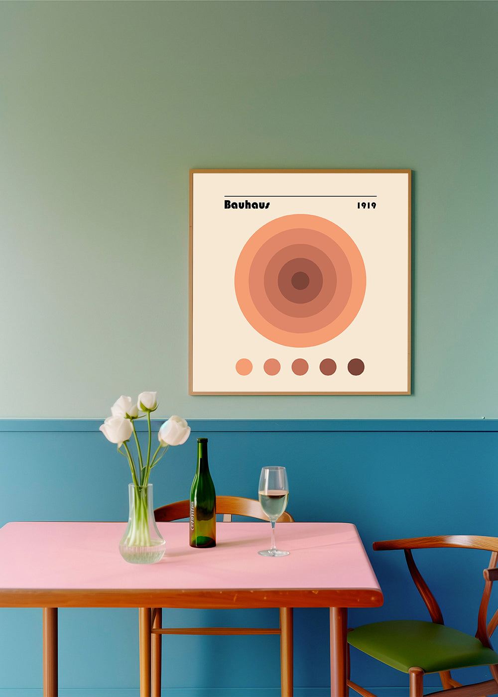 Plakat geometryczny Bauhaus koncentryczne okręgi