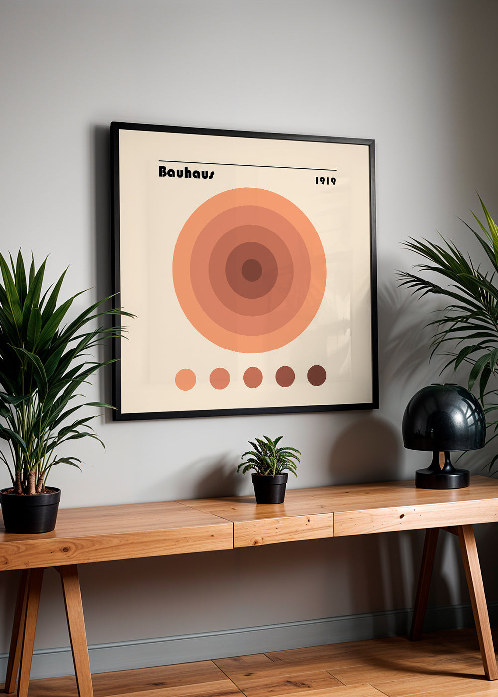 Plakat geometryczny Bauhaus koncentryczne okręgi