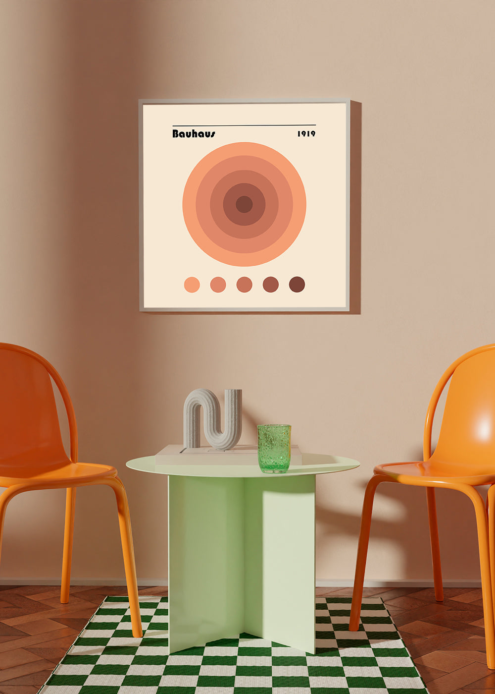 Plakat geometryczny Bauhaus koncentryczne okręgi