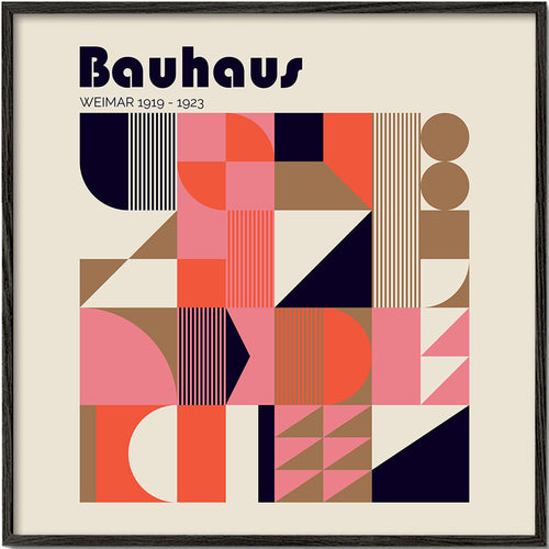 Plakat geometryczny Bauhaus koral i beż