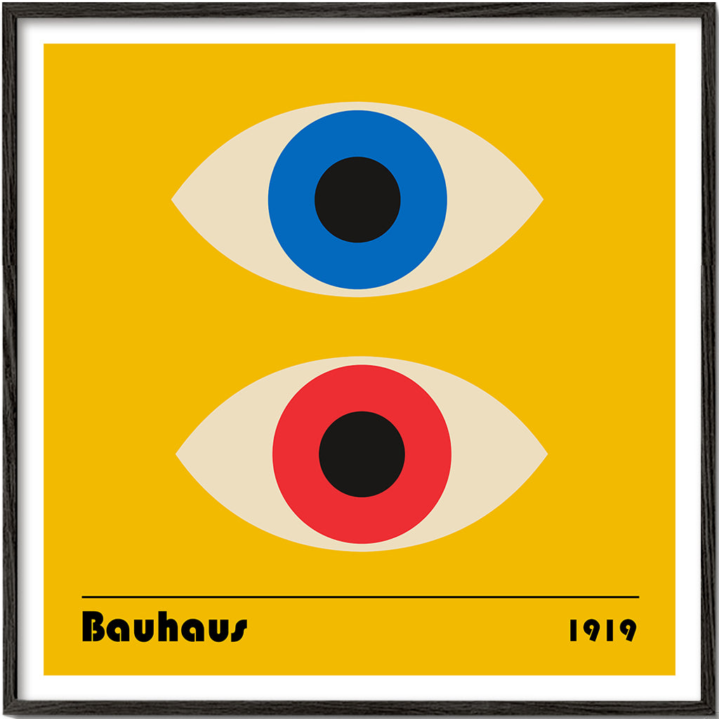 Plakat geometryczny z oczami Bauhaus