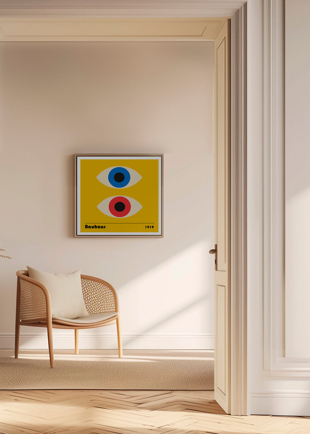 Plakat geometryczny z oczami Bauhaus