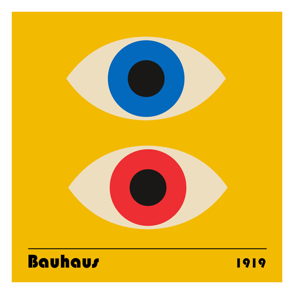 Plakat geometryczny z oczami Bauhaus