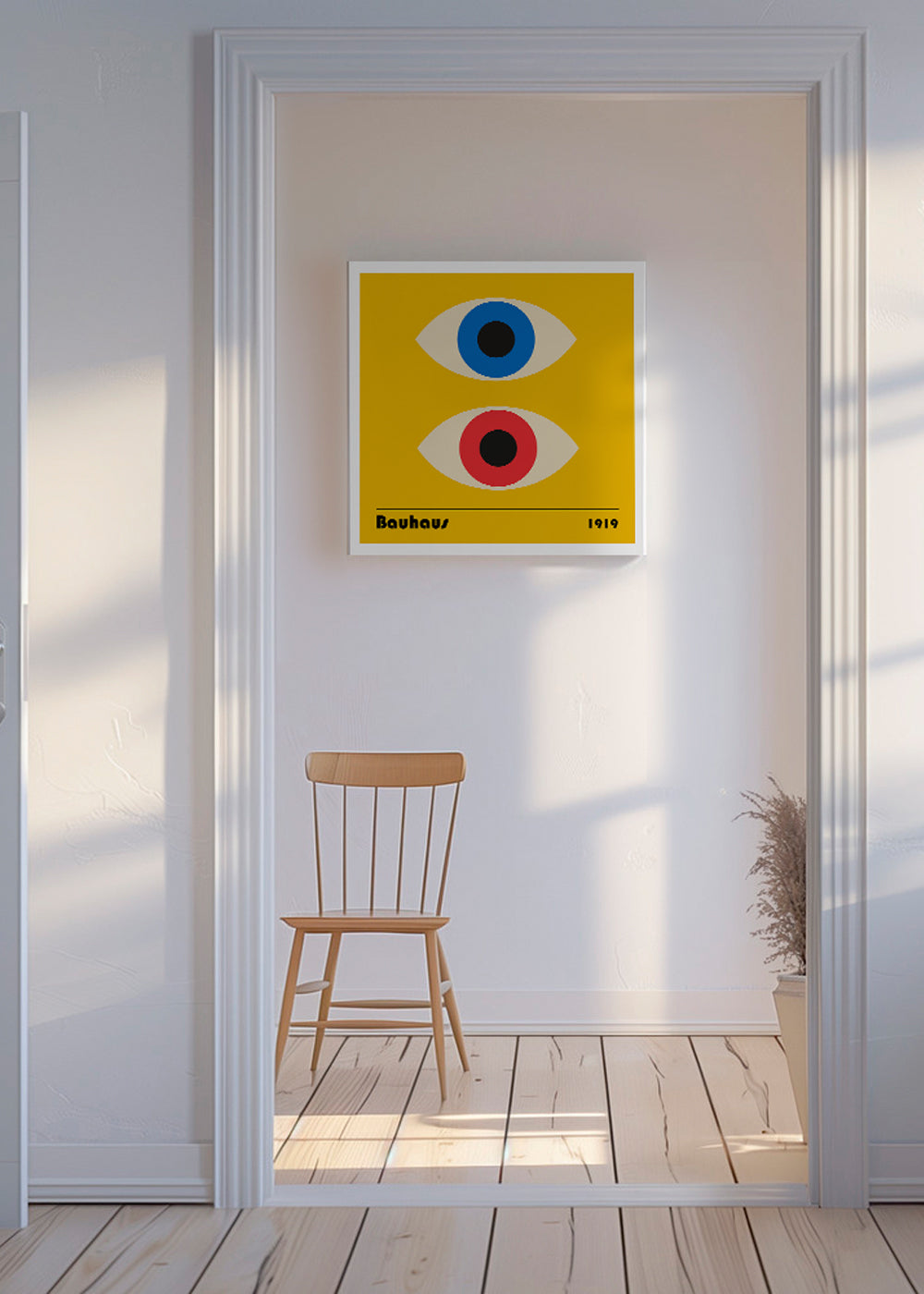 Plakat geometryczny z oczami Bauhaus