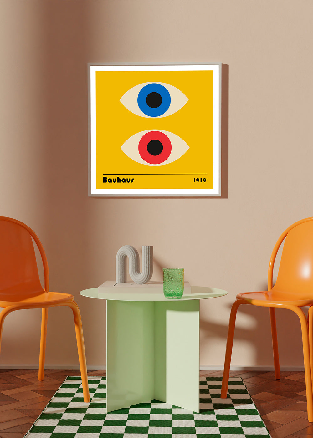 Plakat geometryczny z oczami Bauhaus
