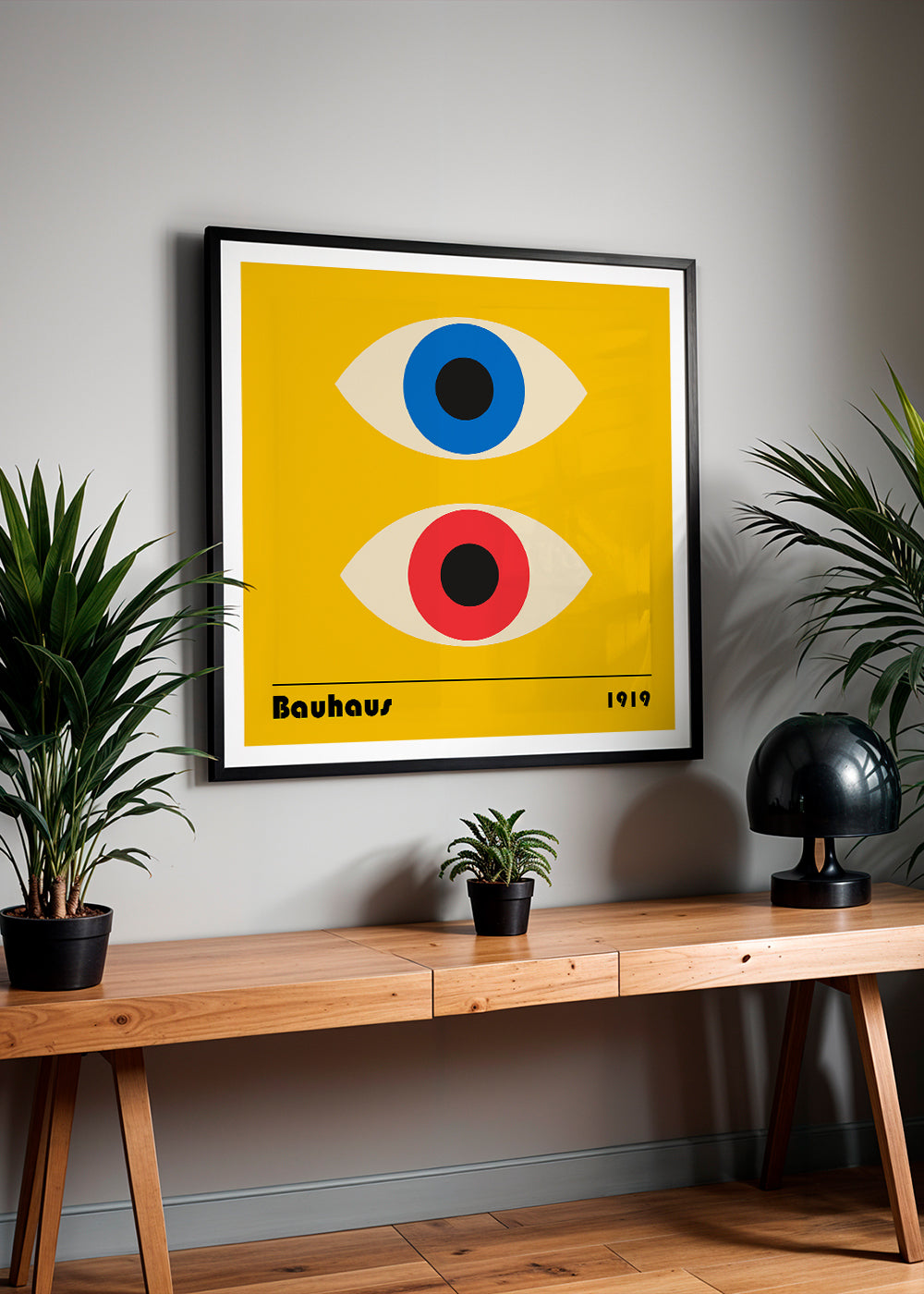 Plakat geometryczny z oczami Bauhaus