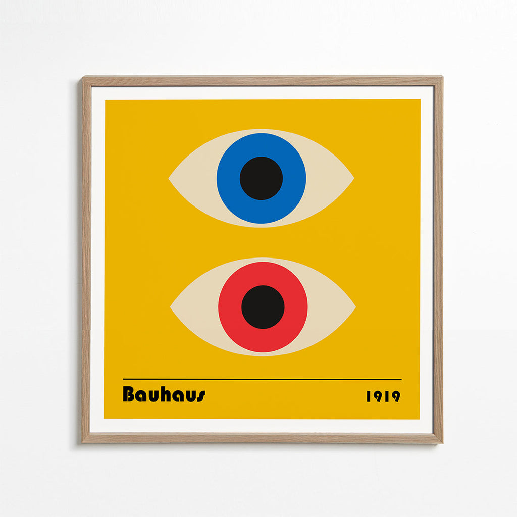 Plakat geometryczny z oczami Bauhaus