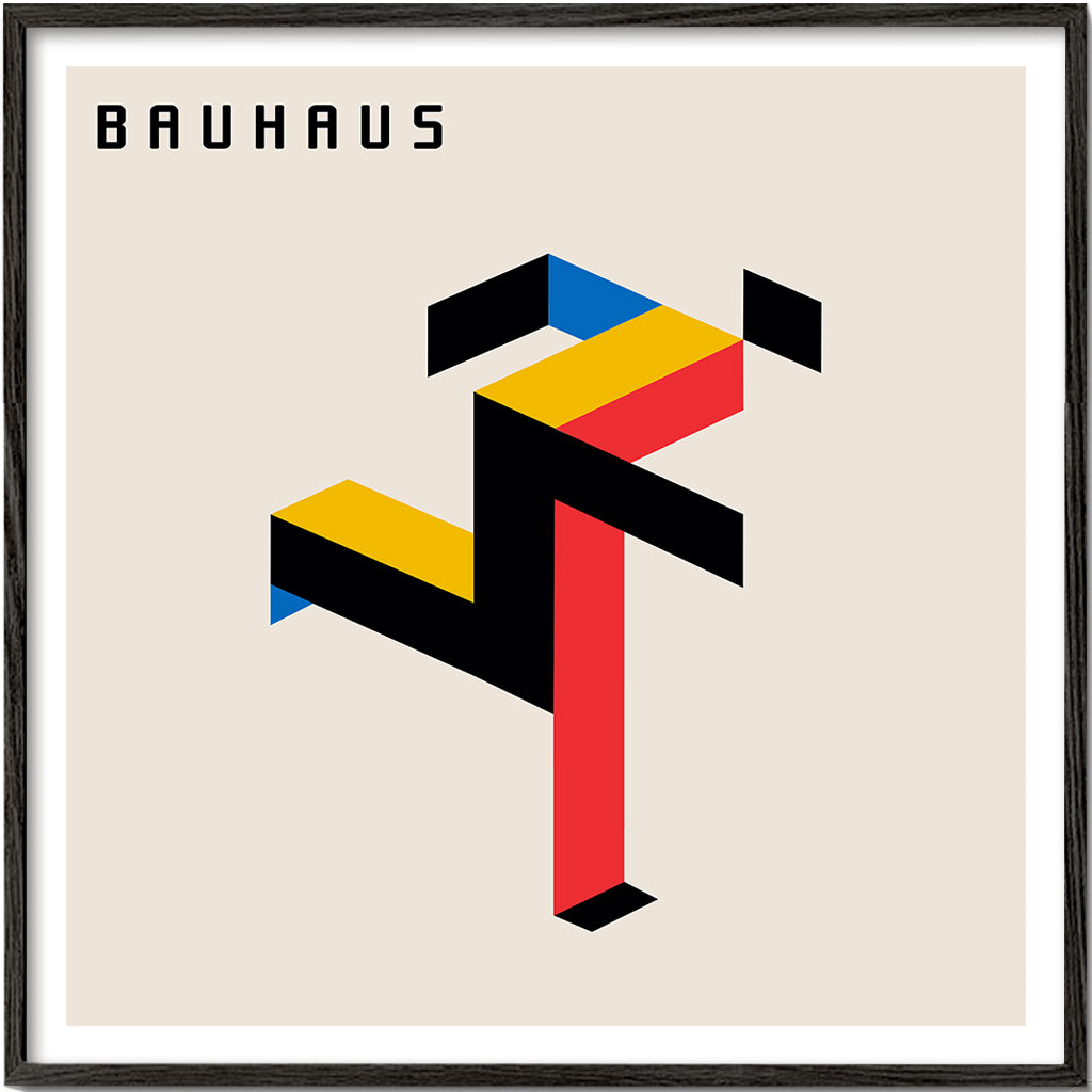 Plakat geometryczny Bauhaus z blokami izometrycznymi