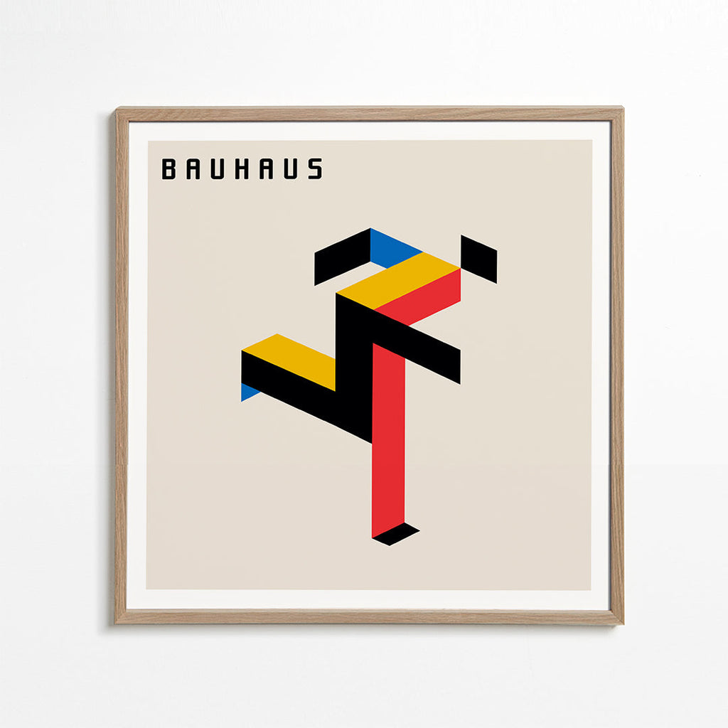 Plakat geometryczny Bauhaus z blokami izometrycznymi