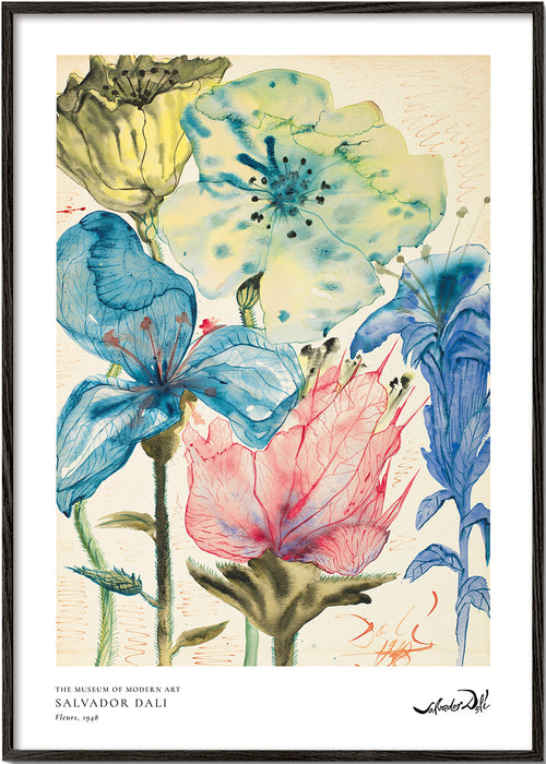 Plakat botaniczny Dali kwiaty w akwareli