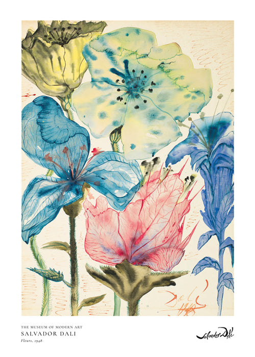 Plakat botaniczny Dali kwiaty w akwareli