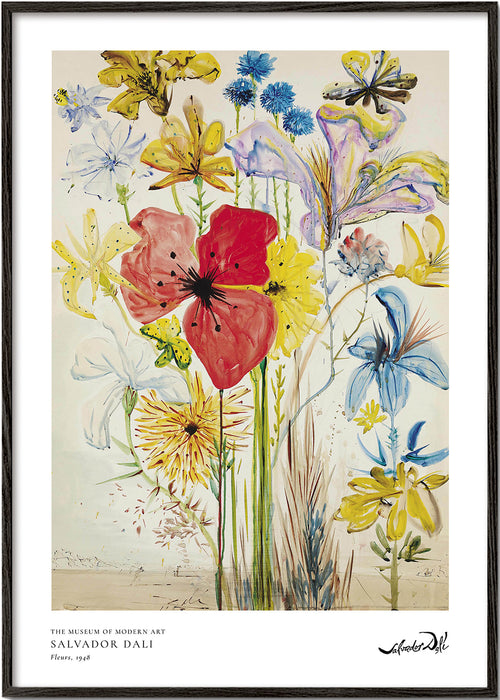 Plakat botaniczny z czerwonym makiem w bukiecie