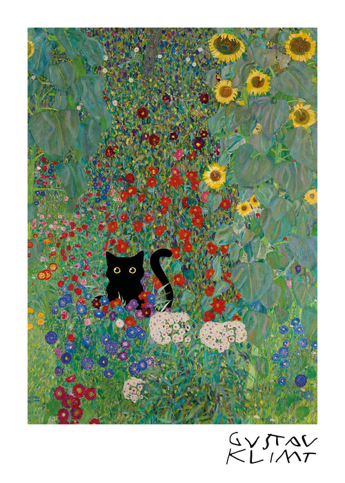 Gustav Klimt Garden Cat Print - Unframed art print