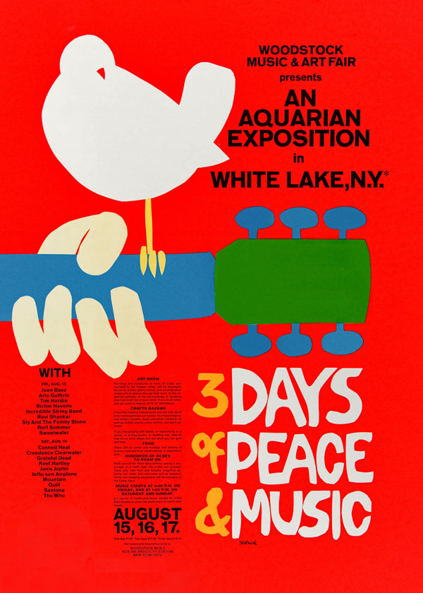 Plakat vintage Woodstock 3 Days of Peace