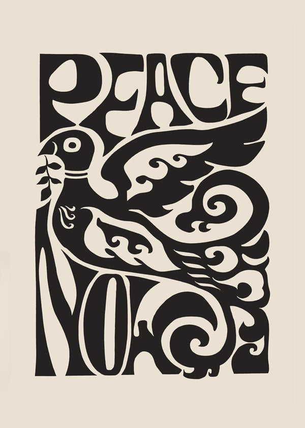 Plakat vintage Gołąb i typografia lat 70.