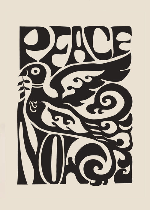 Plakat vintage Gołąb i typografia lat 70.