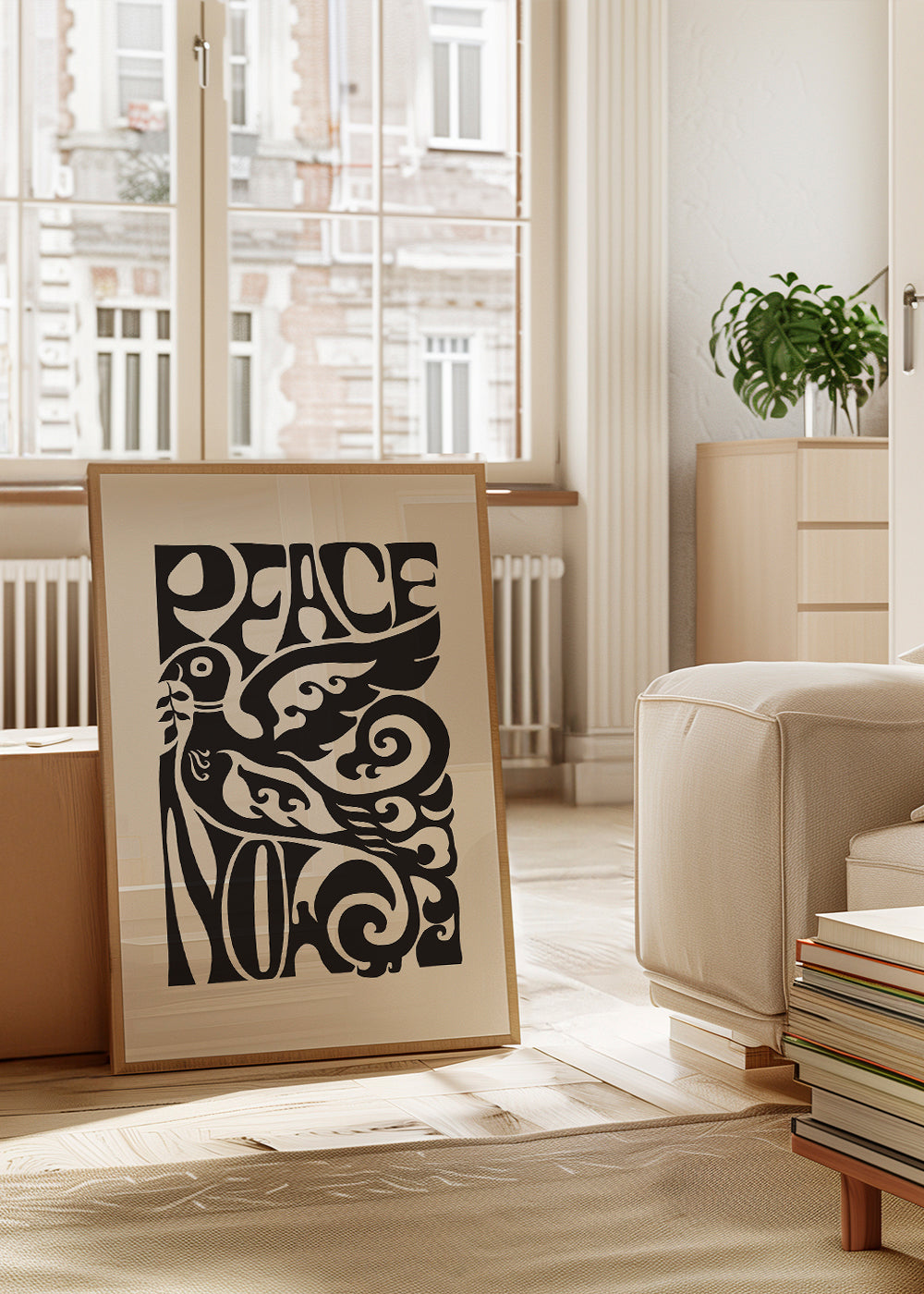 Plakat vintage Gołąb i typografia lat 70.
