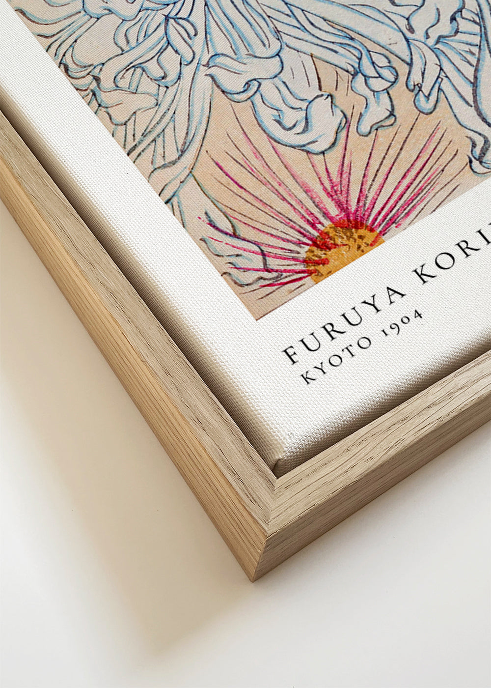 Japońska grafika botaniczna z niebieskim chryzantemem