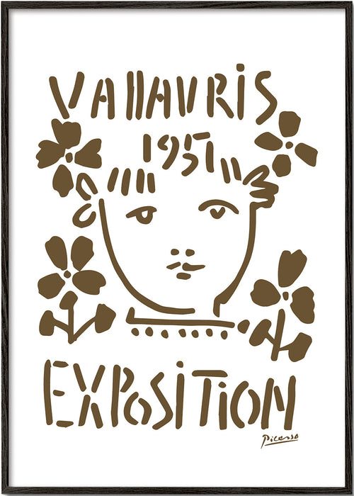 Vintage plakat Vallauris 1951 twarz i kwiaty