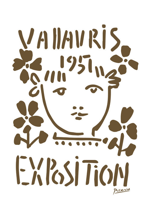 Vintage plakat Vallauris 1951 twarz i kwiaty