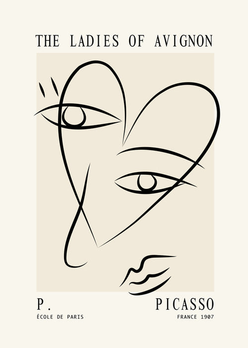 Ilustracja liniowa inspirowana The Ladies of Avignon