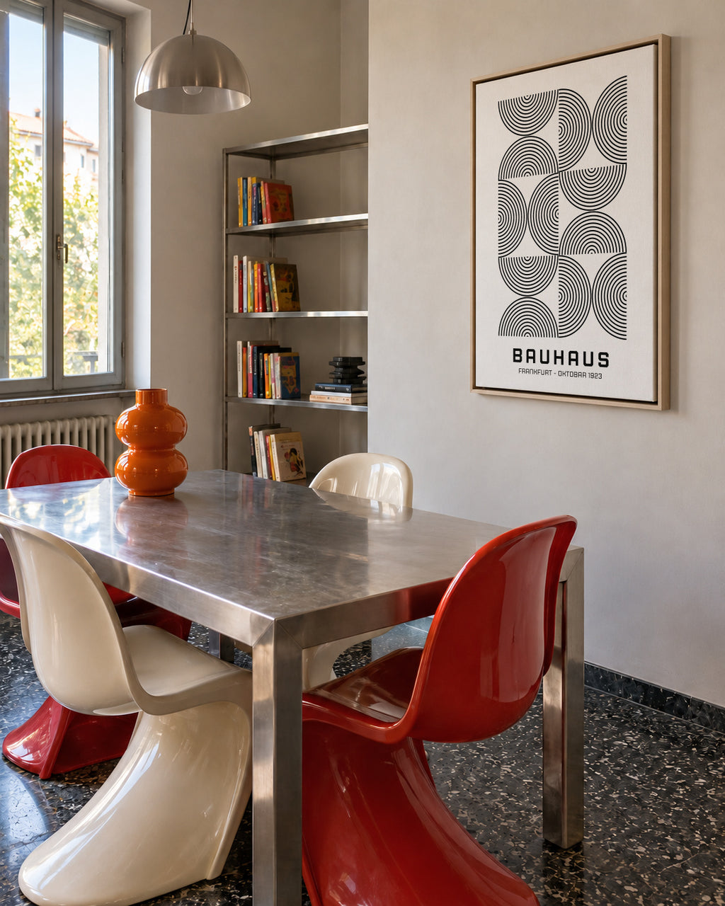 Bauhaus Black and White Exhibition Poster 1923 - Framed canvas in an interior