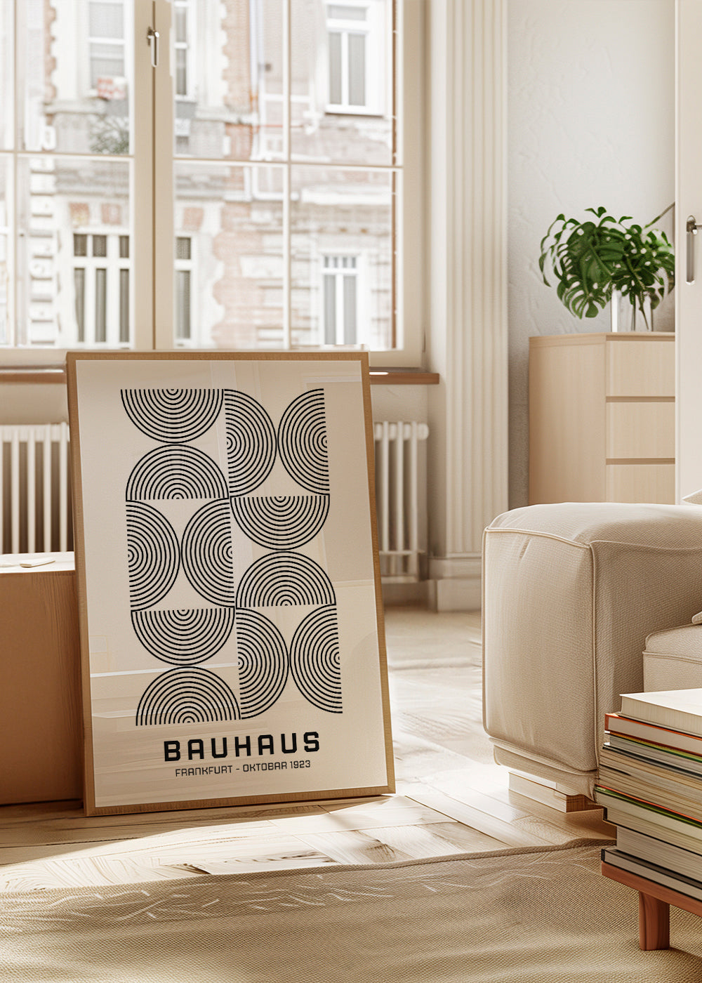 Plakat geometryczny Bauhaus koła koncentryczne
