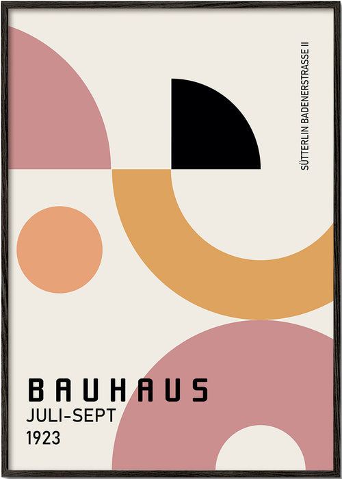 Plakat geometryczny Bauhaus róż i musztarda