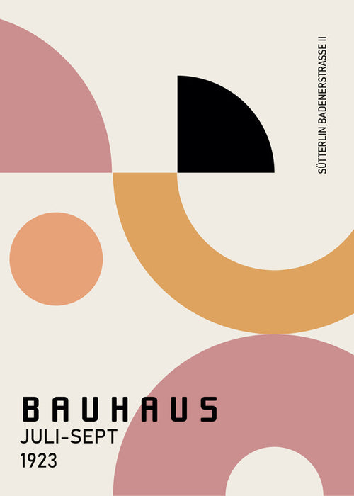 Plakat geometryczny Bauhaus róż i musztarda
