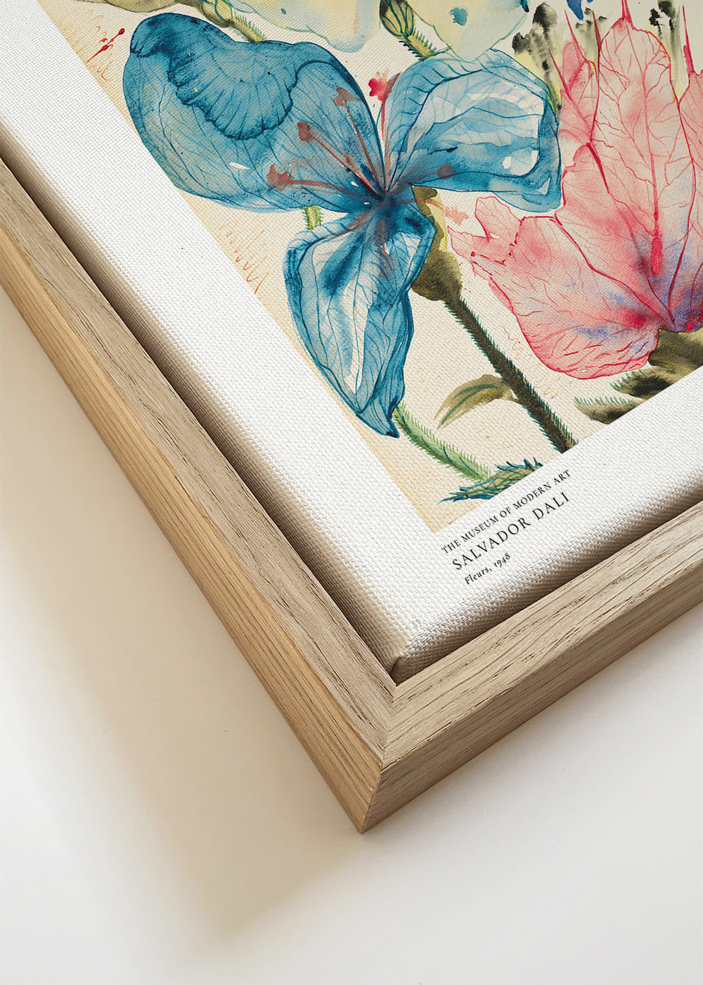 Plakat botaniczny: akwarelowe niebieskie i różowe kwiaty