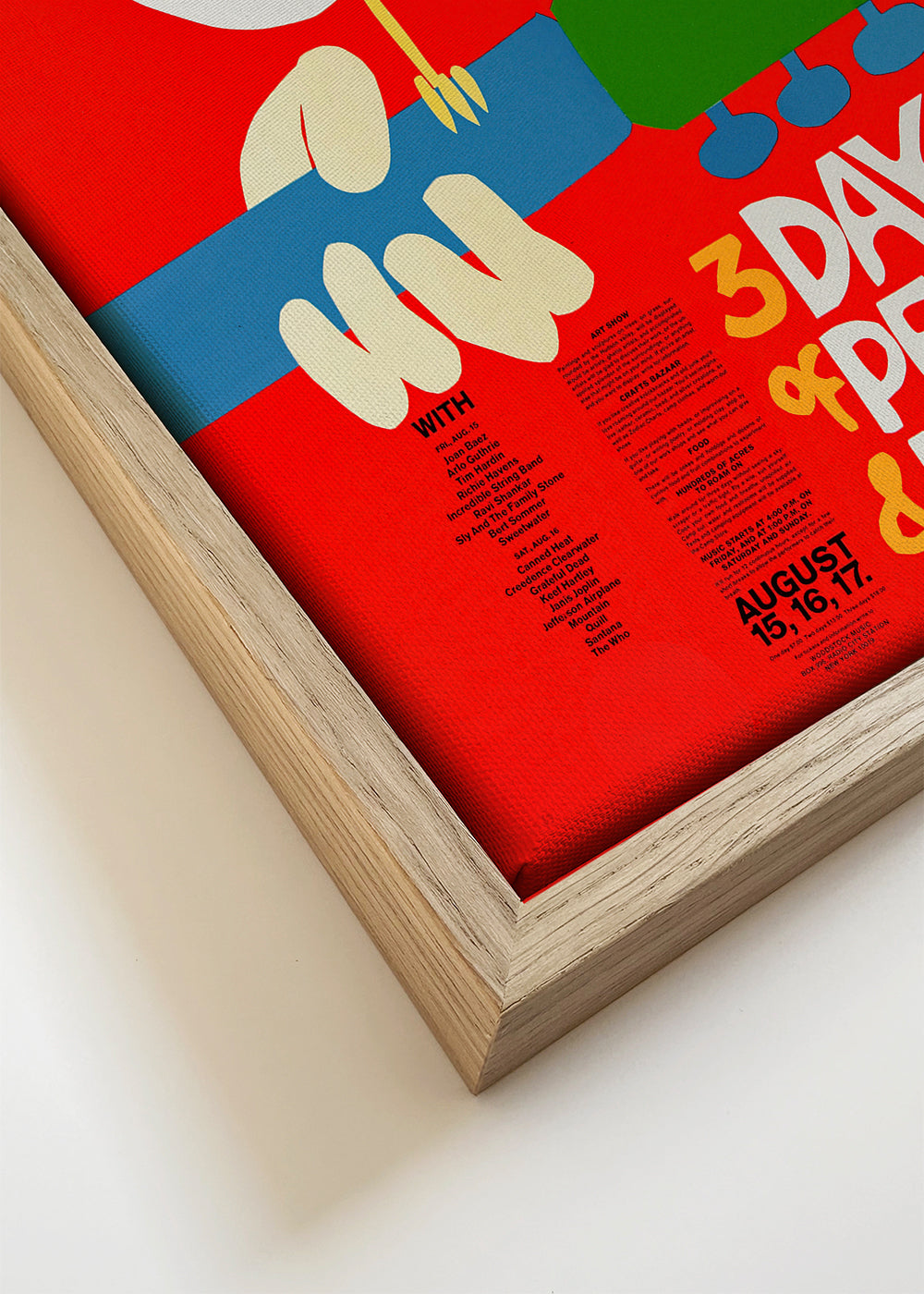 Plakat vintage Woodstock 1969 wyrazista grafika