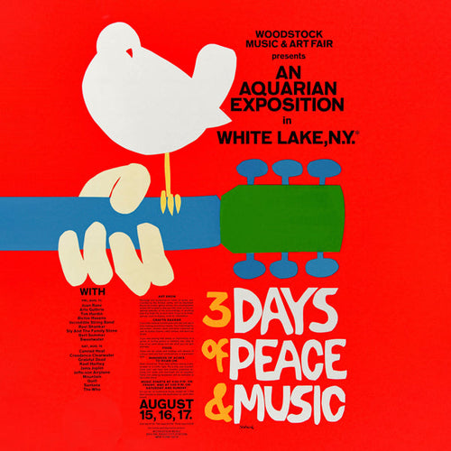 Plakat vintage Woodstock 1969 wyrazista grafika